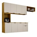 Ver imagem 1 de Armario de Cozinha Nara Compacta 8 Portas com 1 Gaveta 193cm Cinamomo/off White