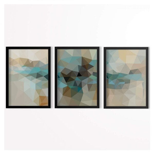 Conjunto 3 Quadros Decorativos Mosaico Abstrato Los Quadros - 1