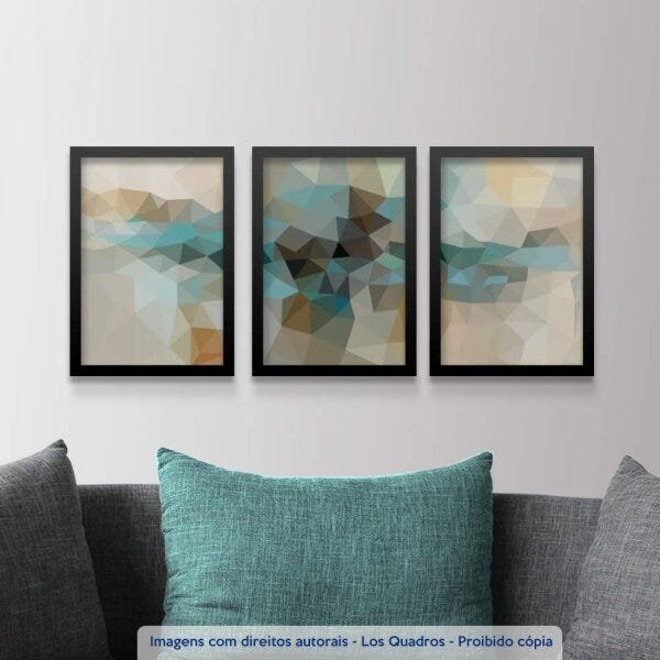 Conjunto 3 Quadros Decorativos Mosaico Abstrato Los Quadros - 2