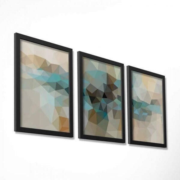Conjunto 3 Quadros Decorativos Mosaico Abstrato Los Quadros - 3