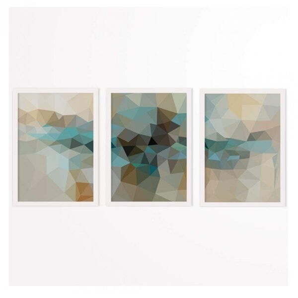 Conjunto 3 Quadros Decorativos Mosaico Abstrato Los Quadros - 1