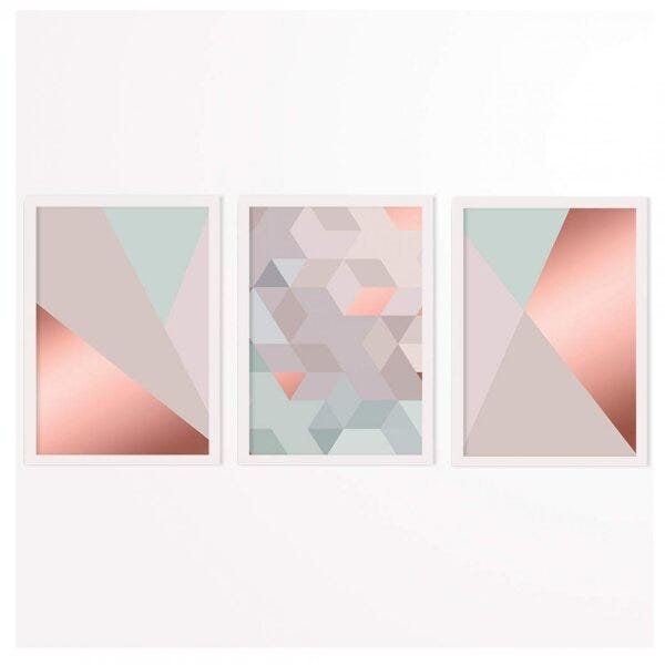 Conjunto 3 Quadros Decorativos Mosaico Moderno Los Quadros - 1