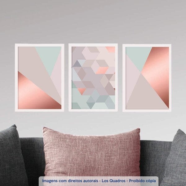 Conjunto 3 Quadros Decorativos Mosaico Moderno Los Quadros - 2