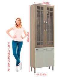 Paneleiro Duplo Modulado Com Vidro Fidelitá Paris 70cm 4 Portas	 - 4