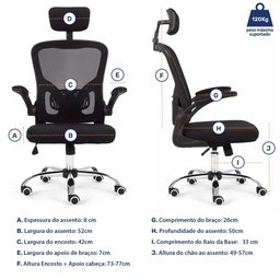 Cadeira de Escritório Moob Barcelona Giratória Ergonômica Com Sistema Relax Preta - 9