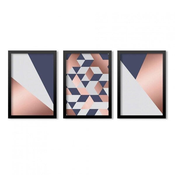 Conjunto 3 Quadros Decorativos Mosaico Abstrato Los Quadros - 1