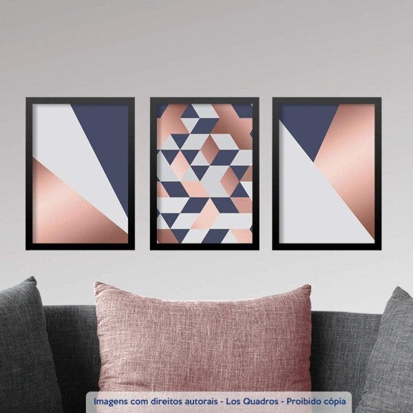 Conjunto 3 Quadros Decorativos Mosaico Abstrato Los Quadros - 2