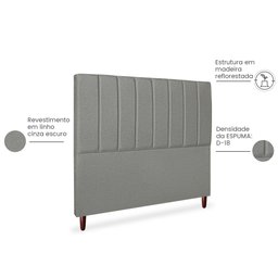 Cabeceira Estofada Cama Box Queen Carla 160cm Linho:cinza Escuro - 4