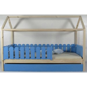 Bicama Infantil Solteiro Casinha Colorida Madeira Maciça Pinus Grade Cercadinho