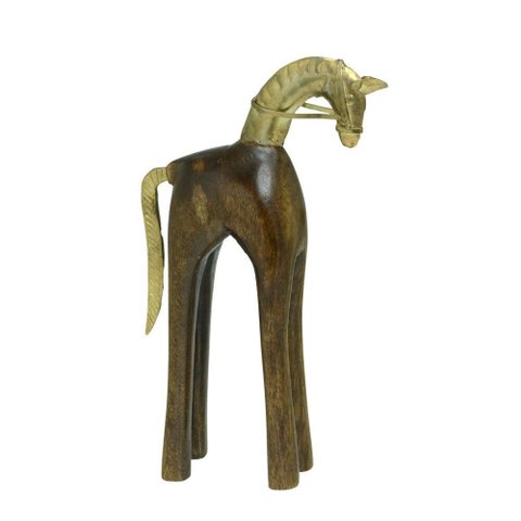 Escultura Decorativa Cavalo Madeira 42,5cm Espressione