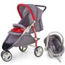 Carrinho 3 Rodas Cross Grafite/ Vermelho com Bebê Conforto - Galzerano - 1