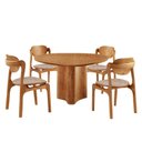 Ver imagem 2 de Conjunto Mesa de Jantar Helena Tampo Organico Laminado 4 Cadeiras Celeste Gold Natural Milano/Imbuia Marrom