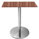 Ver imagem 1 de Mesa Beta Inox 75 Cm (altura) Disco Redondo Tampo Mdp Quadrado 70 Cm (larg) X 2,50 Cm (alt) Walnut