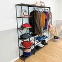 Ver imagem 2 de Armário Arara Industrial Closet Completo Modular Ample de Ferro e Madeira Tabaco e Preto