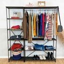 Ver imagem 1 de Armário Arara Industrial Closet Completo Modular Ample de Ferro e Madeira Tabaco e Preto