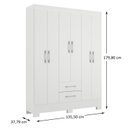 Ver imagem 4 de Guarda-roupa 6 Portas 2 Gavetas Gr6223 Branco Natal Rodial Móveis