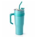 Ver imagem 1 de Copo Térmico Ms-958 1200ml Dupla Camada Aço Inox Grande com Canudo e Tampa:Azul Liso