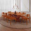 Ver imagem 1 de Conjunto Sala de Jantar Mesa Venus Tampo 220cm Laqueado sem Vidro e 8 Cadeiras Viena Gold