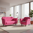 Ver imagem 1 de Kit Namoradeira + 1 Poltrona Decorativa Dália Veludo Rosa Pink