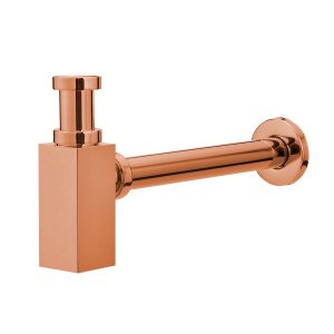 Sifão Copo Cromado Quadratto Rosé Gold Pia Lavatório Demima