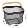 Cesto Organizador Multiuso Decorativo Metálico Porta Utensílio Frutas C/ Alça:preto - 10