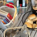 Ver imagem 7 de Cesto Organizador Multiuso Decorativo Metálico Porta Utensílio Frutas C/ Alça:preto