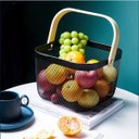 Ver imagem 4 de Cesto Organizador Multiuso Decorativo Metálico Porta Utensílio Frutas C/ Alça:preto