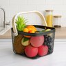 Cesto Organizador Multiuso Decorativo Metálico Porta Utensílio Frutas C/ Alça:preto - 6