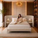 Ver imagem 2 de Cama Casal King e Cabeceira Curva Fernanda Bouclê Moscow Design Moderno