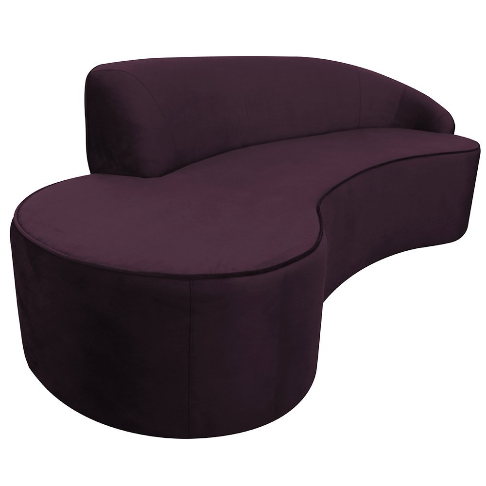 Sofá Curvo 03 Lugares 180cm Braço Esquerdo Eron Veludo Roxo - CasaePoltrona - 8