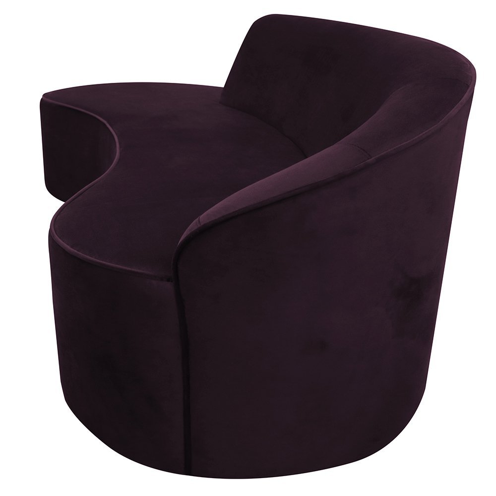 Sofá Curvo 03 Lugares 180cm Braço Esquerdo Eron Veludo Roxo - CasaePoltrona - 6