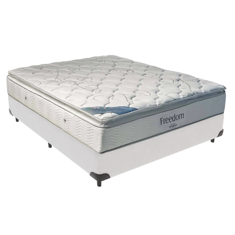 Cama Box Casal Branco e Colchão Freedom Molas Ensacadas Ortobom