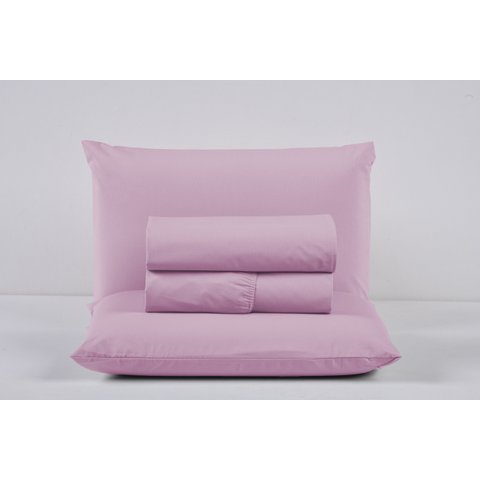 Kit Jogo Cama Casal 4 Peças 100% Algodão Percal 200 Fios Lençol com Elástico:rosa Bebe