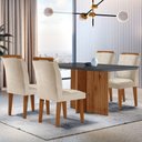 Ver imagem 1 de Sala De Jantar Mesa 120cm Mdf Vidro Canto Copo 4 Cadeiras