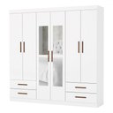 Ver imagem 2 de Guarda-roupa Casal Genova 6 Portas 4 Gavetas com Espelho Branco - Carioca Móveis