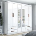 Ver imagem 1 de Guarda-roupa Casal Genova 6 Portas 4 Gavetas com Espelho Branco - Carioca Móveis
