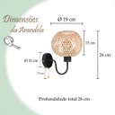 Ver imagem 7 de Arandela Fibra Natural Bambu Artesanal Boho Quarto Nat91