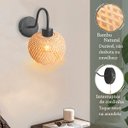 Ver imagem 3 de Arandela Fibra Natural Bambu Artesanal Boho Quarto Nat91