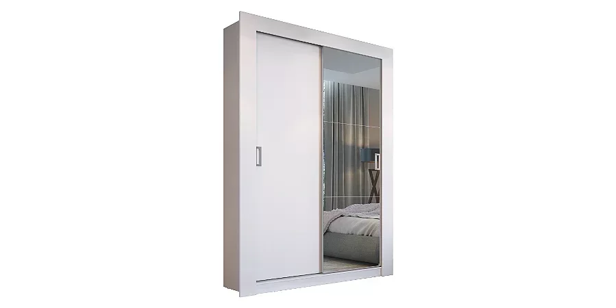 Guarda roupa - PH 1728 Edez - 2 portas de correr - Branco - com espelho
