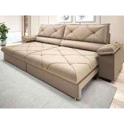 Sofá com Carregador Usb e Molas no Assento Retrátil Reclinável Nice 2,90m Linho Soft- Netsofas - - 1