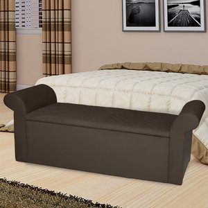 Recamier Baú Viena Queen 160 Cm Suede Marrom - MV Estofados Shop