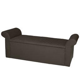 Recamier Baú Viena Queen 160 Cm Suede Marrom - MV Estofados Shop - 2
