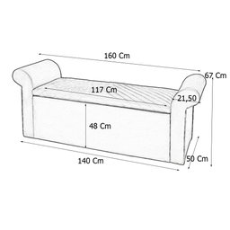 Recamier Baú Viena Queen 160 Cm Suede Marrom - MV Estofados Shop - 4