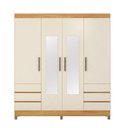 Ver imagem 3 de Guarda Roupa Roupeiro Roma 4 Portas com Espelho 6 Gavetas Cinamon Touch Off White Demóbile