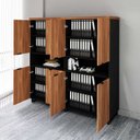 Ver imagem 4 de Armário Estante para Escritório com 8 Portas de Abrir e 2 Nichos F5 Office Marrom/Nogal com Preto