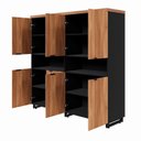 Ver imagem 7 de Armário Estante para Escritório com 8 Portas de Abrir e 2 Nichos F5 Office Marrom/Nogal com Preto