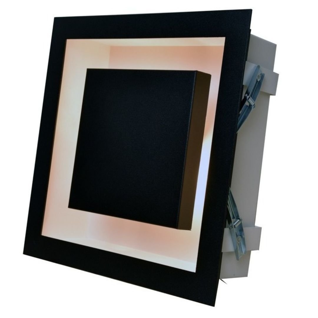 Plafon de Embutir Luz Indireta G9 25x25 Preto com Branco