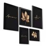Conjunto 5 Quadros Decorativos Folhas Família Fé e Amor Los Quadros - 3