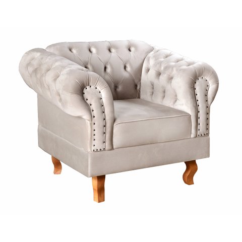 Poltrona Chesterfield Duque Dom Pedro Capitonê - Suede Bege