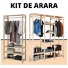 Conjunto Closet De Madeira Aberto E Cabideiro Triplo Mostruário Estilo Rústica Nova Decor Movel Mult - 3